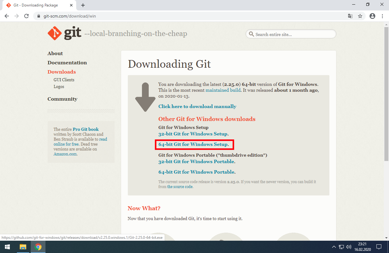 Download 64-bit Git for Windows Setup.