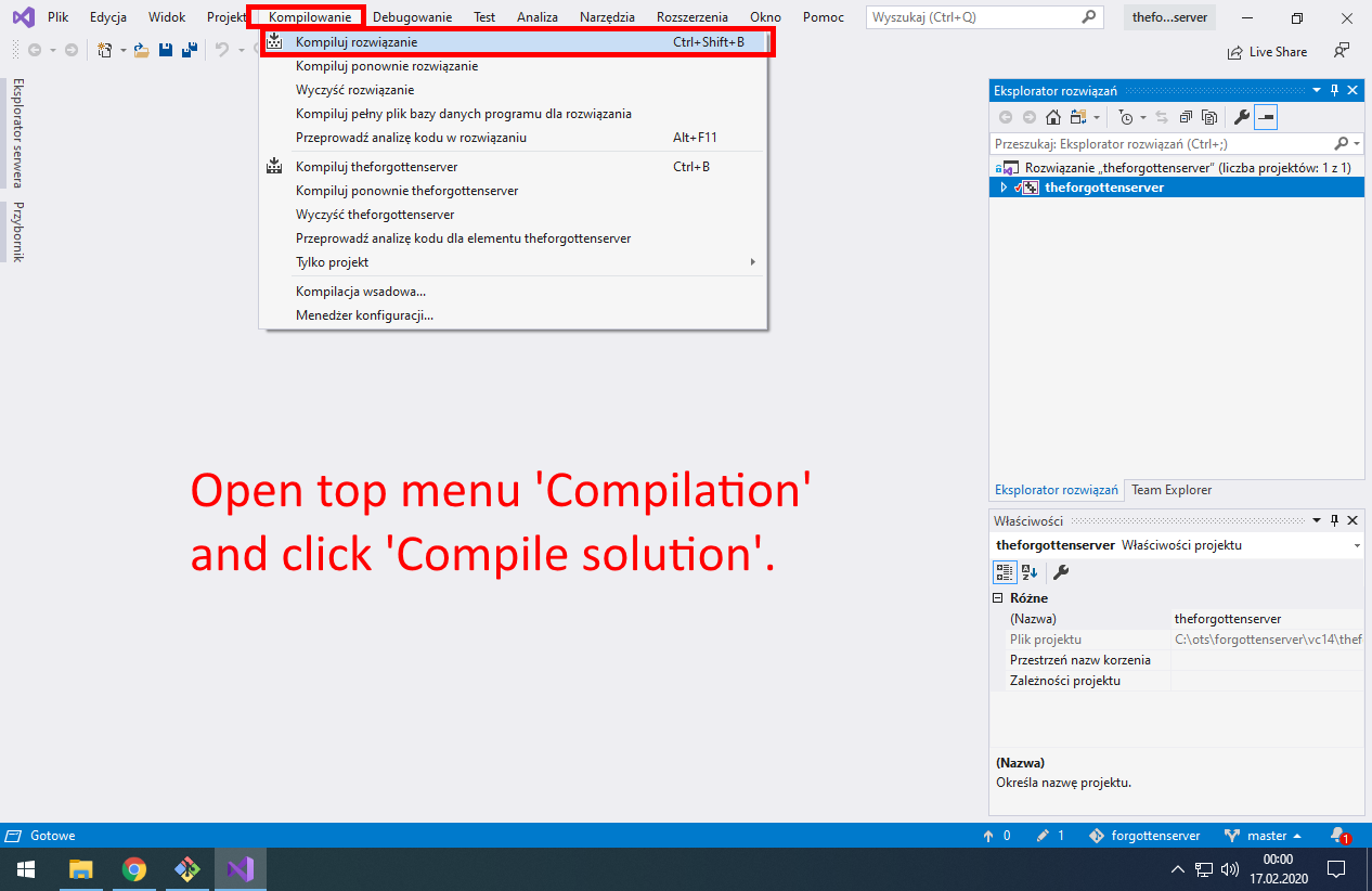 Start compilation of TFS. It can take few minutes.