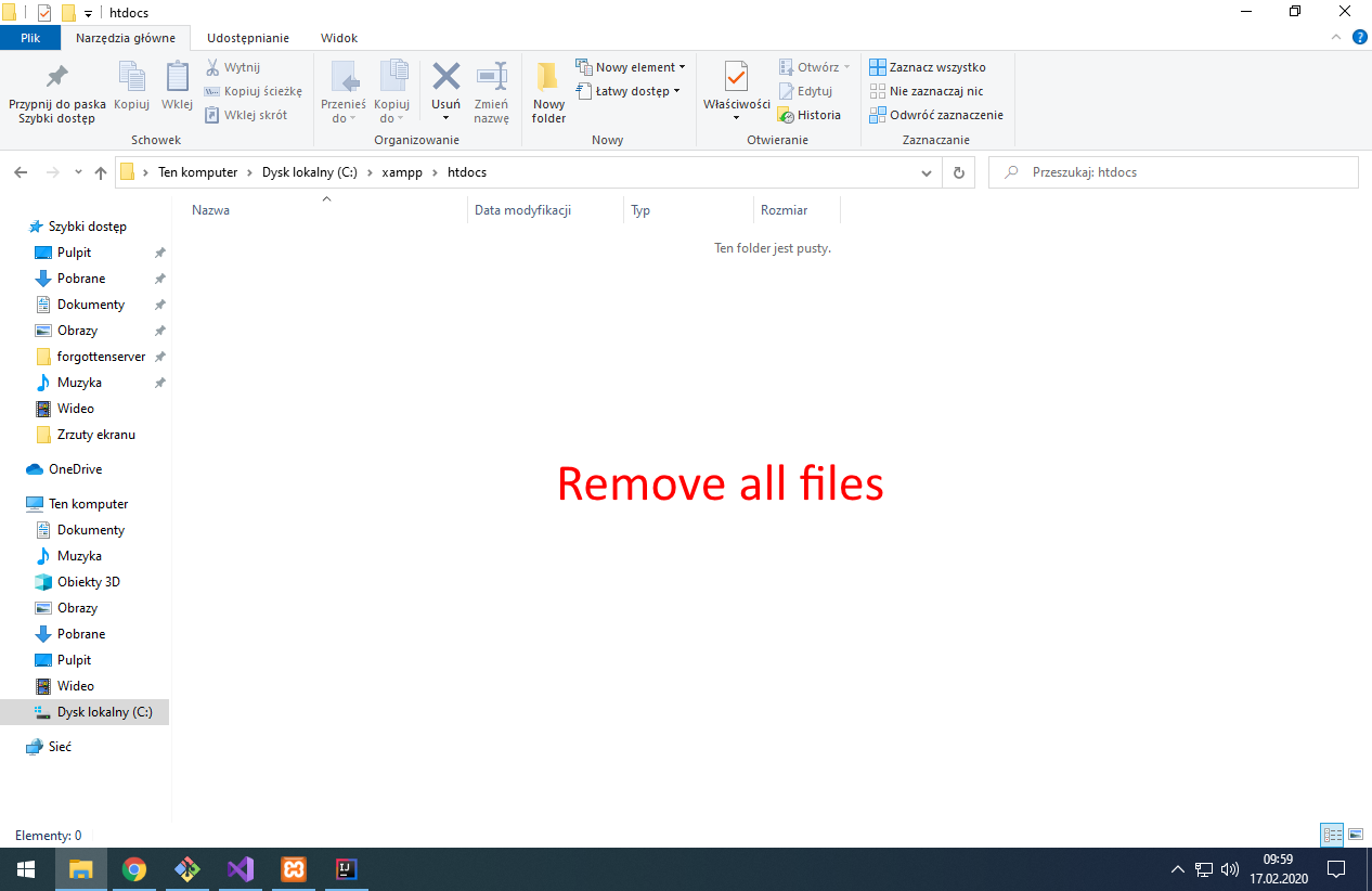 Remove all files from C:\xampp\htdocs 